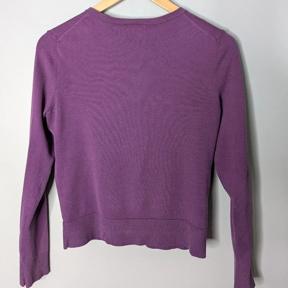 Vintage Ann Taylor Loft Purple Diamond Button Down Semi Cropped Cardigan Size SP